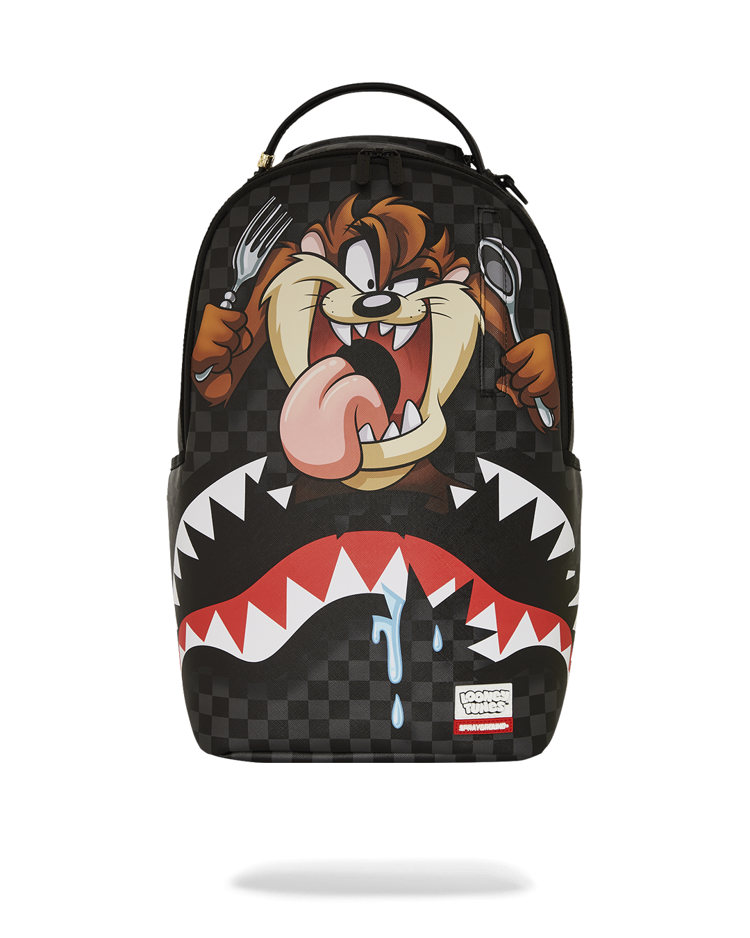 Kids backpack with Taz character and shark motif, showing vibrant front design
