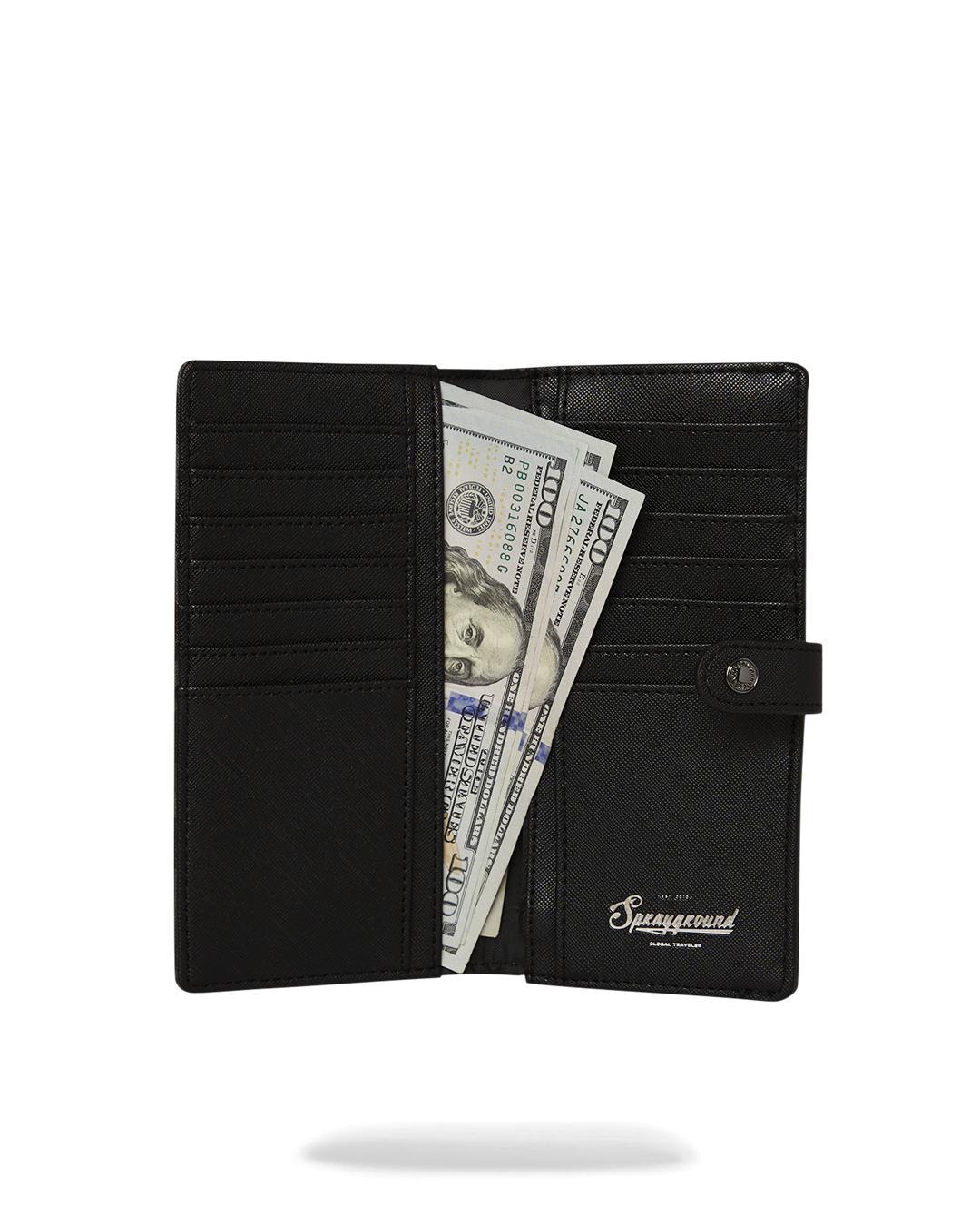 Goyard-inspired mens wallet with sharkmouth design and card slots