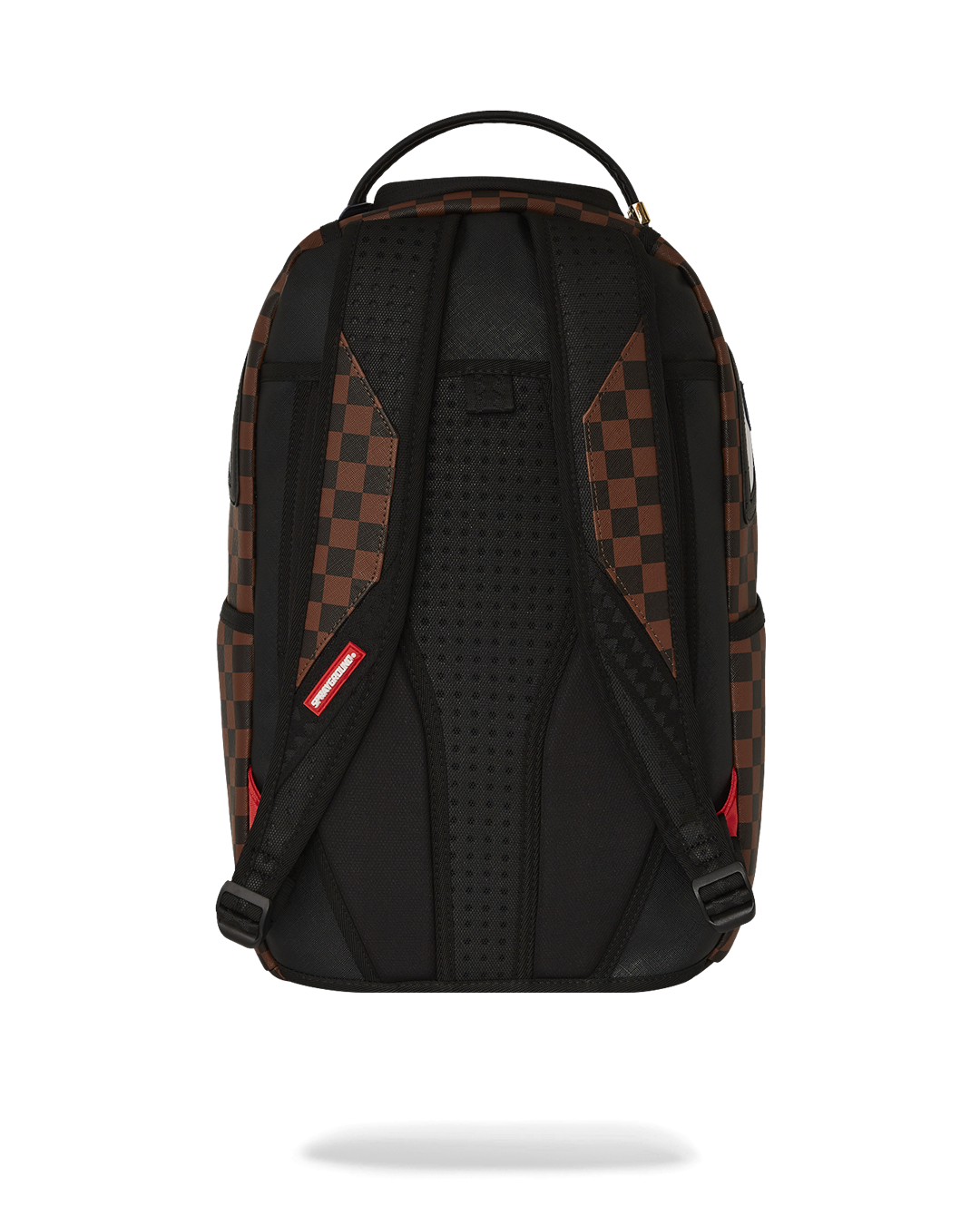 Front view of Sharks in Paris GT leather backpack with gold zippers and sleek design