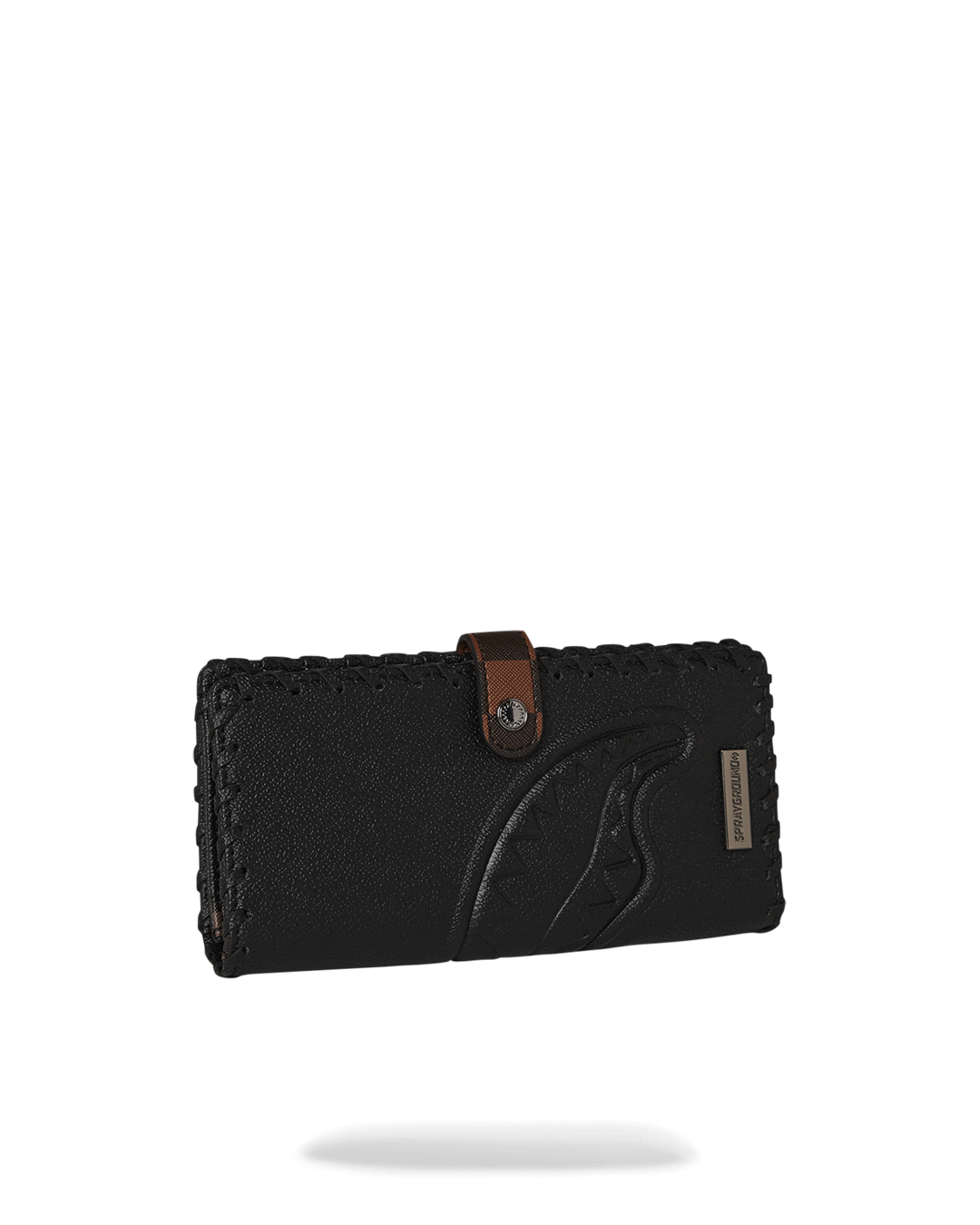 Side view of Checkpoint Royale wallet closed with elastic band.