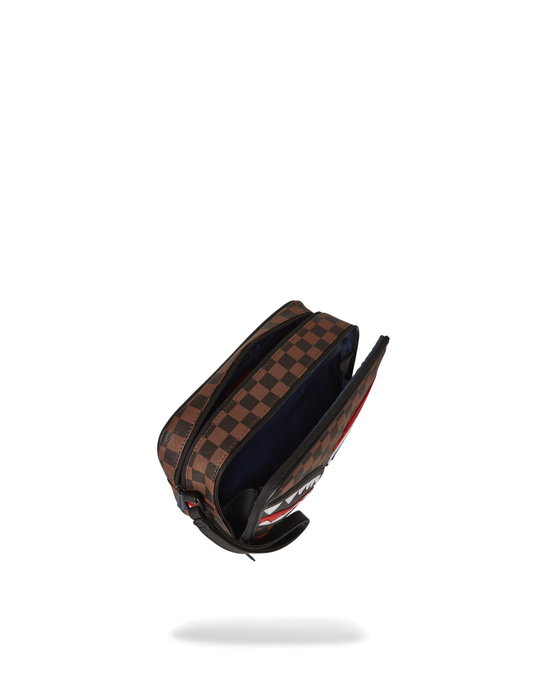 Close-up of the unique shark shape cargo pockets on the bag