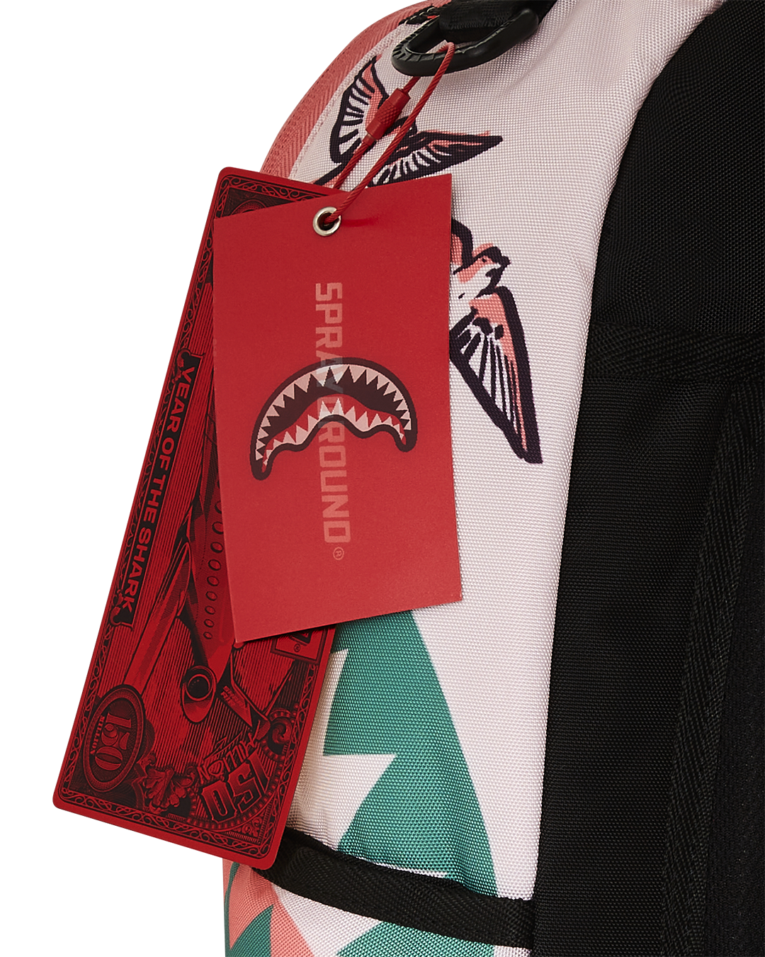 Side view of the backpack with spacious exterior pockets for travel essentials