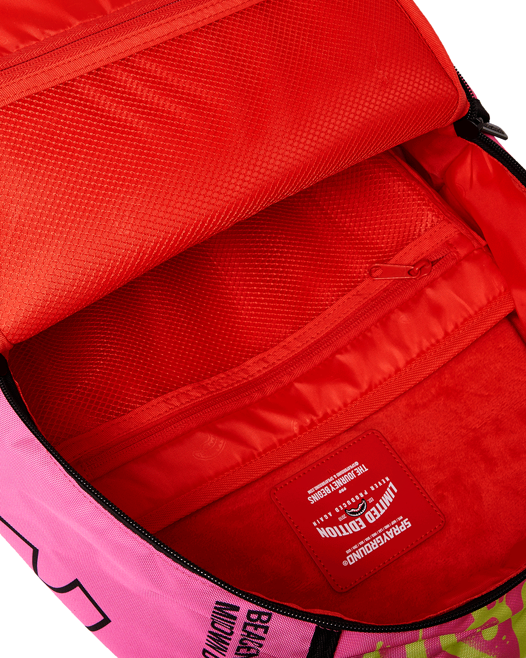 Side view of Future Flex Bear Backpack with adjustable straps and gold zippers.