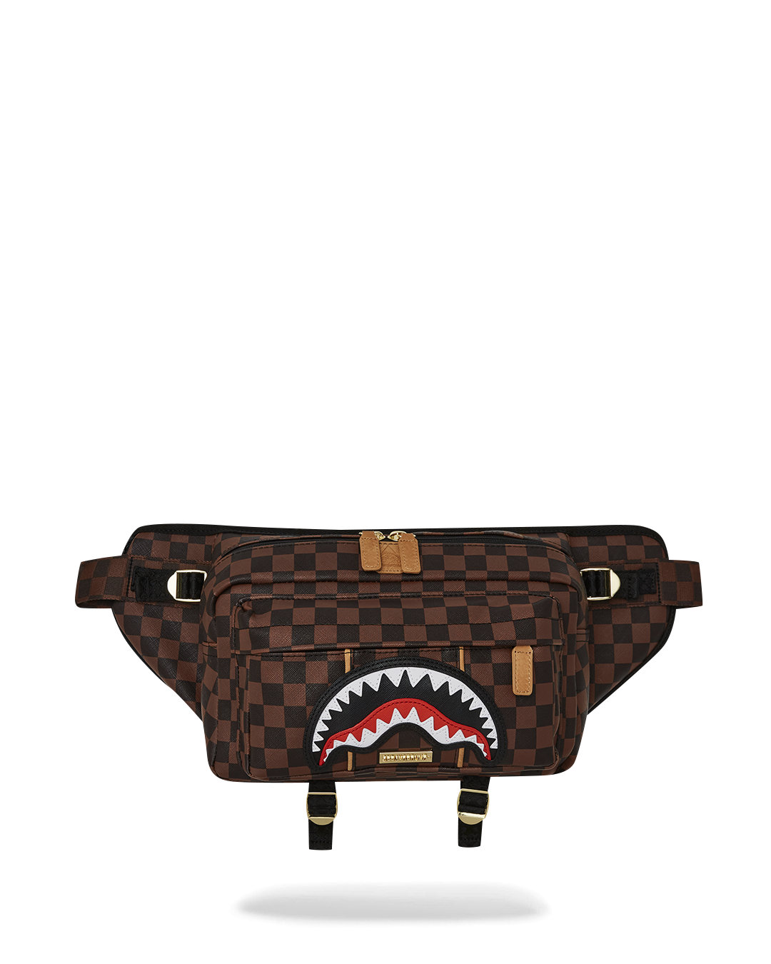 Front view of the cargo crossbody bag with adjustable strap and multiple pockets