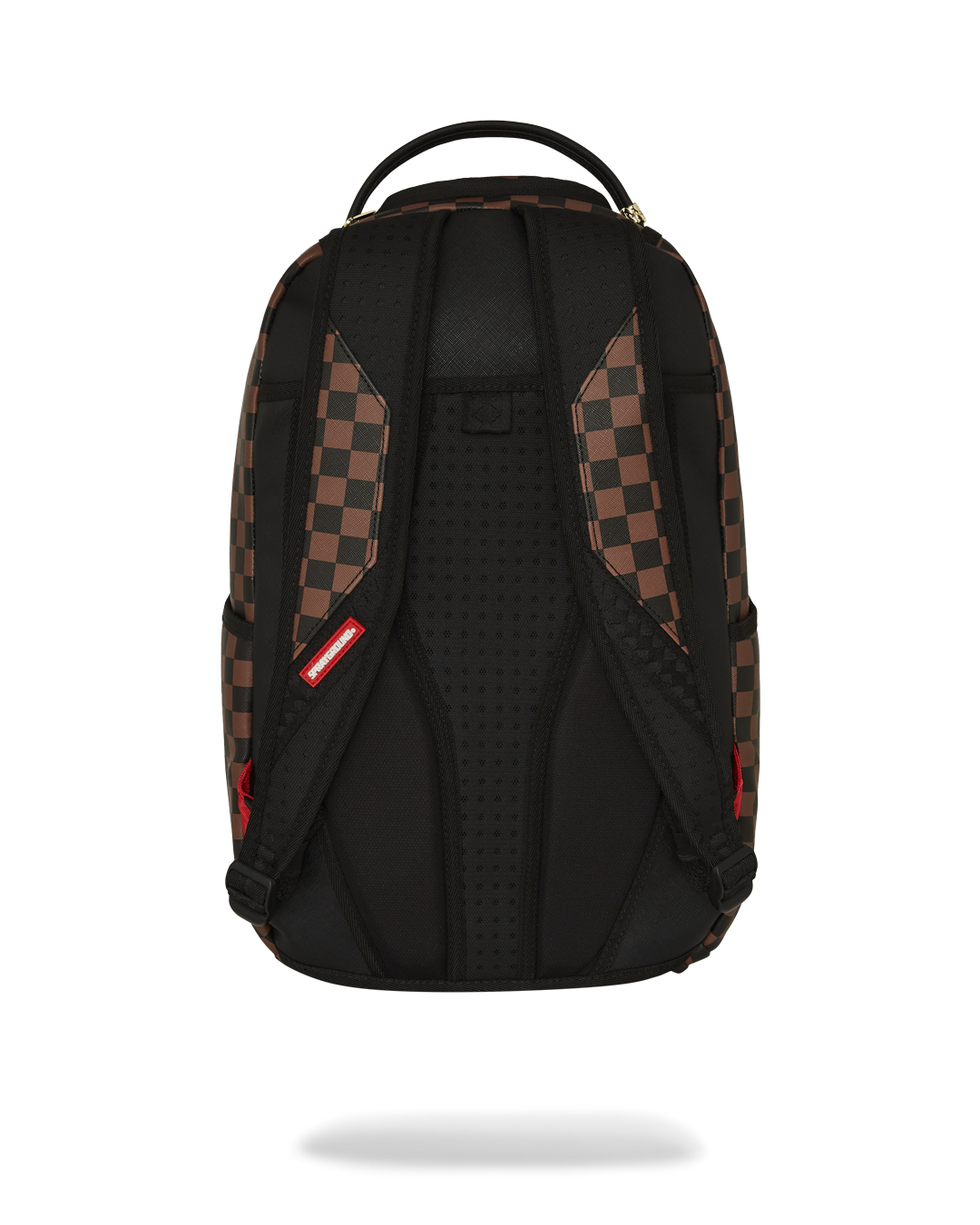 Front view of DLXSV faux leather backpack showcasing its sleek design.