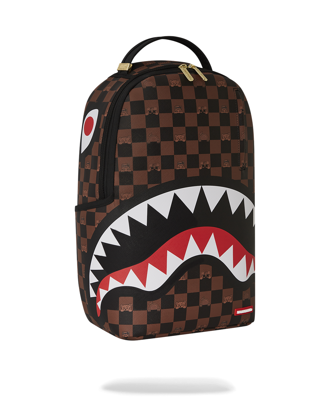 Side view highlighting water-resistant faux leather material and side pockets