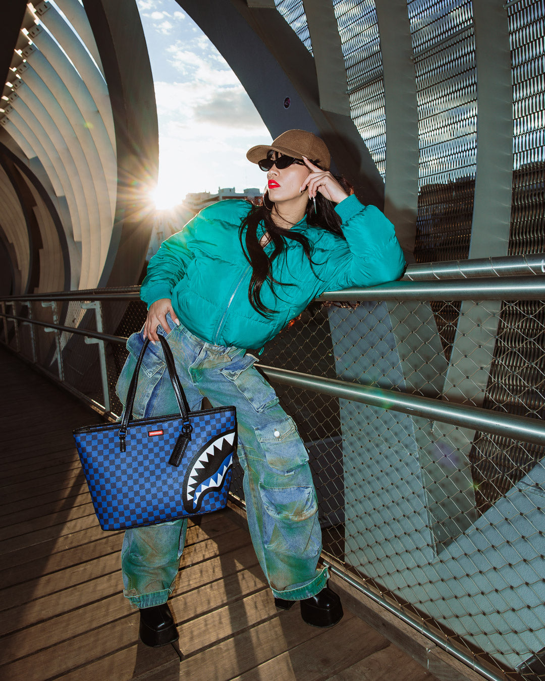 Ella printed tote bag in use, demonstrating its durability and style for daily activities.