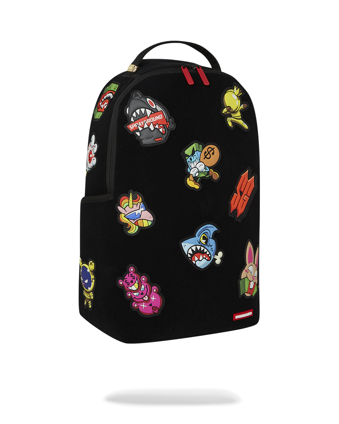 Kids using a velcro backpack with patches for school