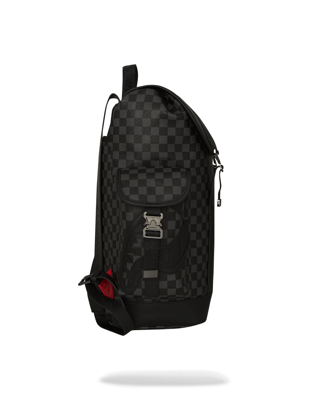 Interior view of the faux leather rucksack featuring laptop compartment.