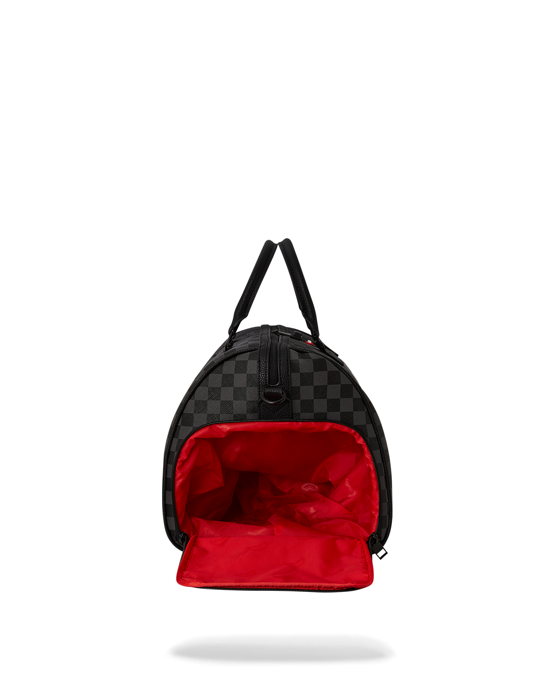 Adjustable strap detail on leather duffle bag for custom fit
