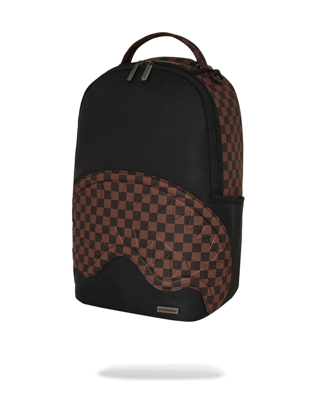 Close-up of backpack’s ergonomic mesh padding and gold zipper hardware