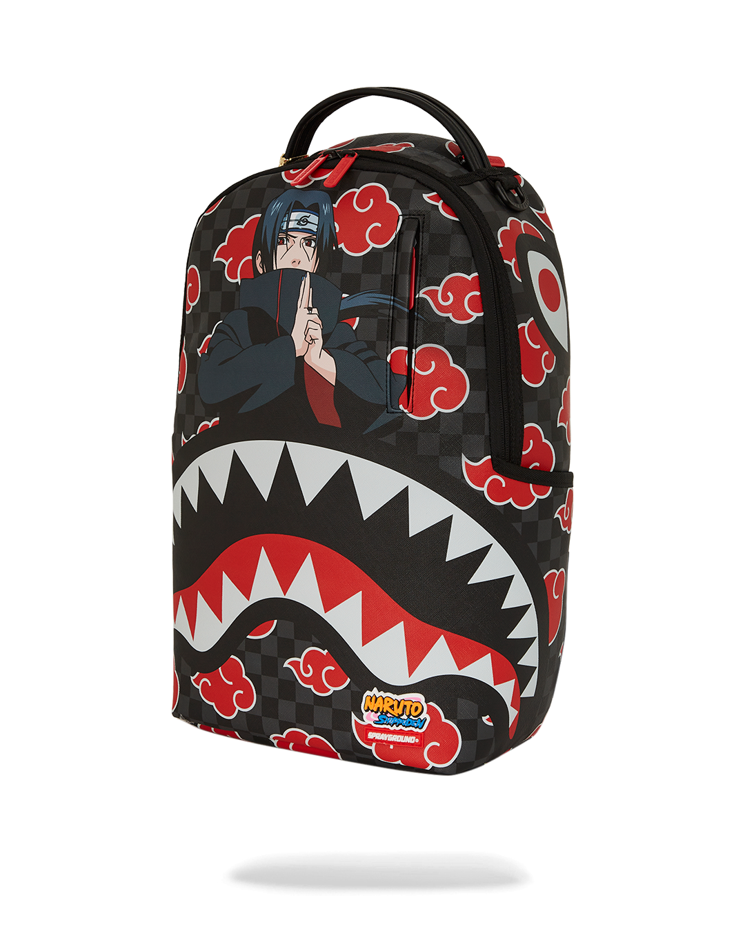 Side angle of the plush animal backpack showing adjustable straps