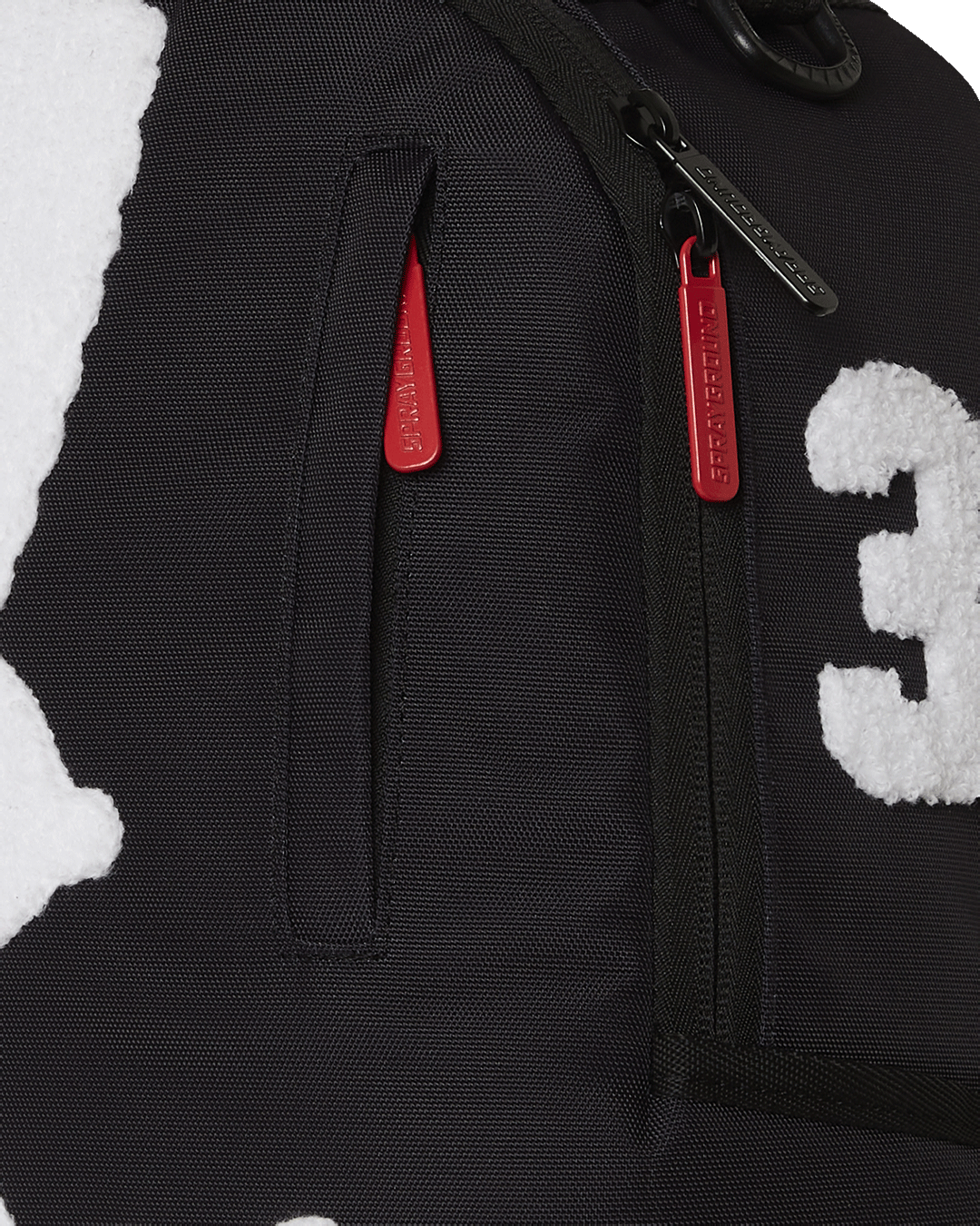 Clear Sprayground backpack interior view with velour laptop compartment
