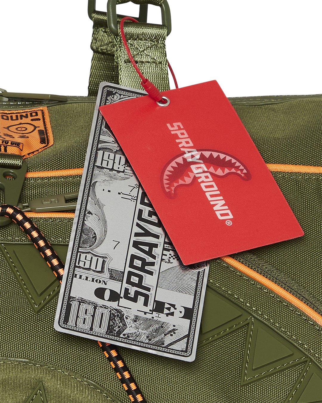 Tactical Shark Squad Duffle Bag with adjustable straps displayed outdoors.