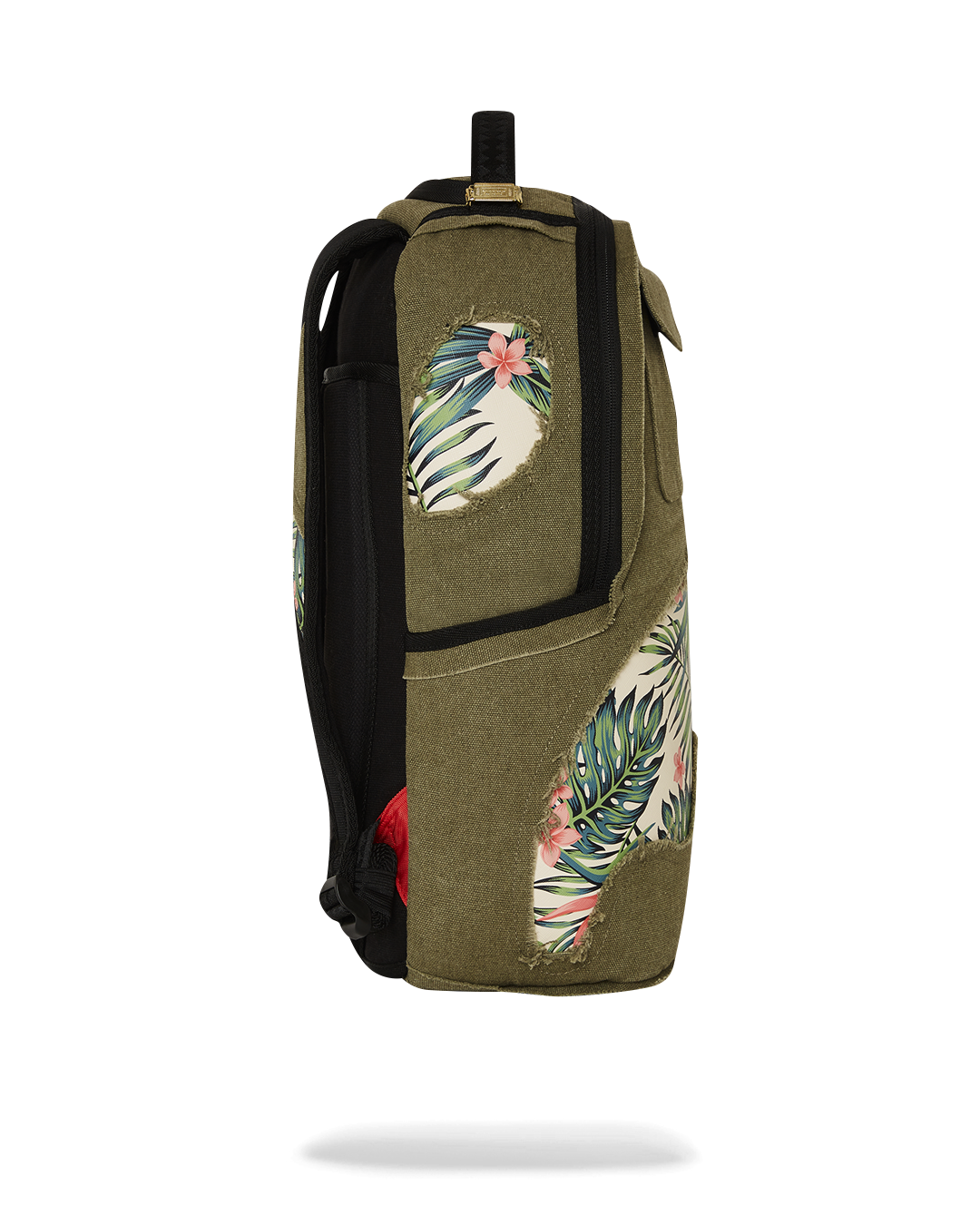 Side view of small tactical backpack worn over shoulder, ideal for urban travel
