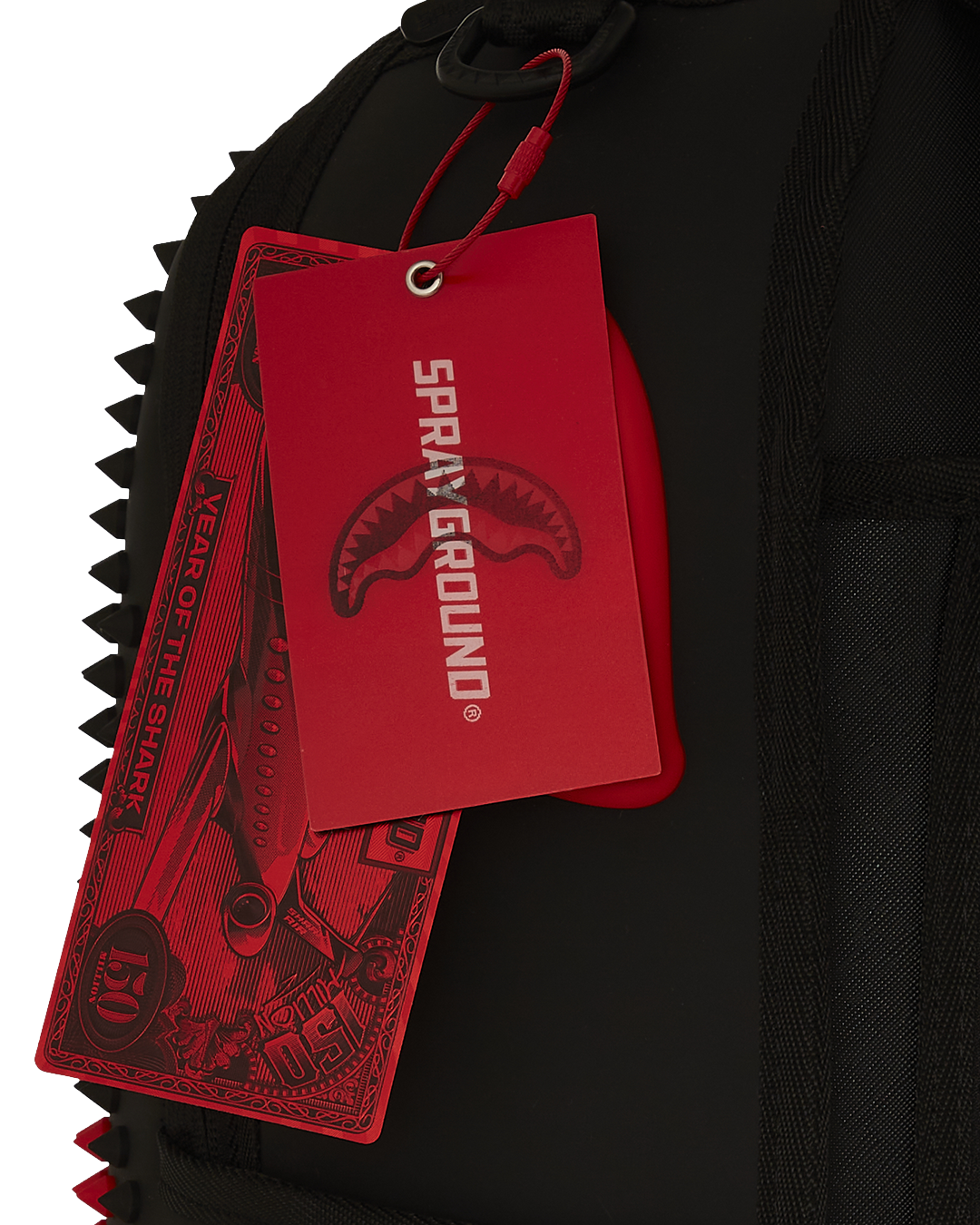 Front view of Spike Faux Leather Backpack showcasing rubber spikes.