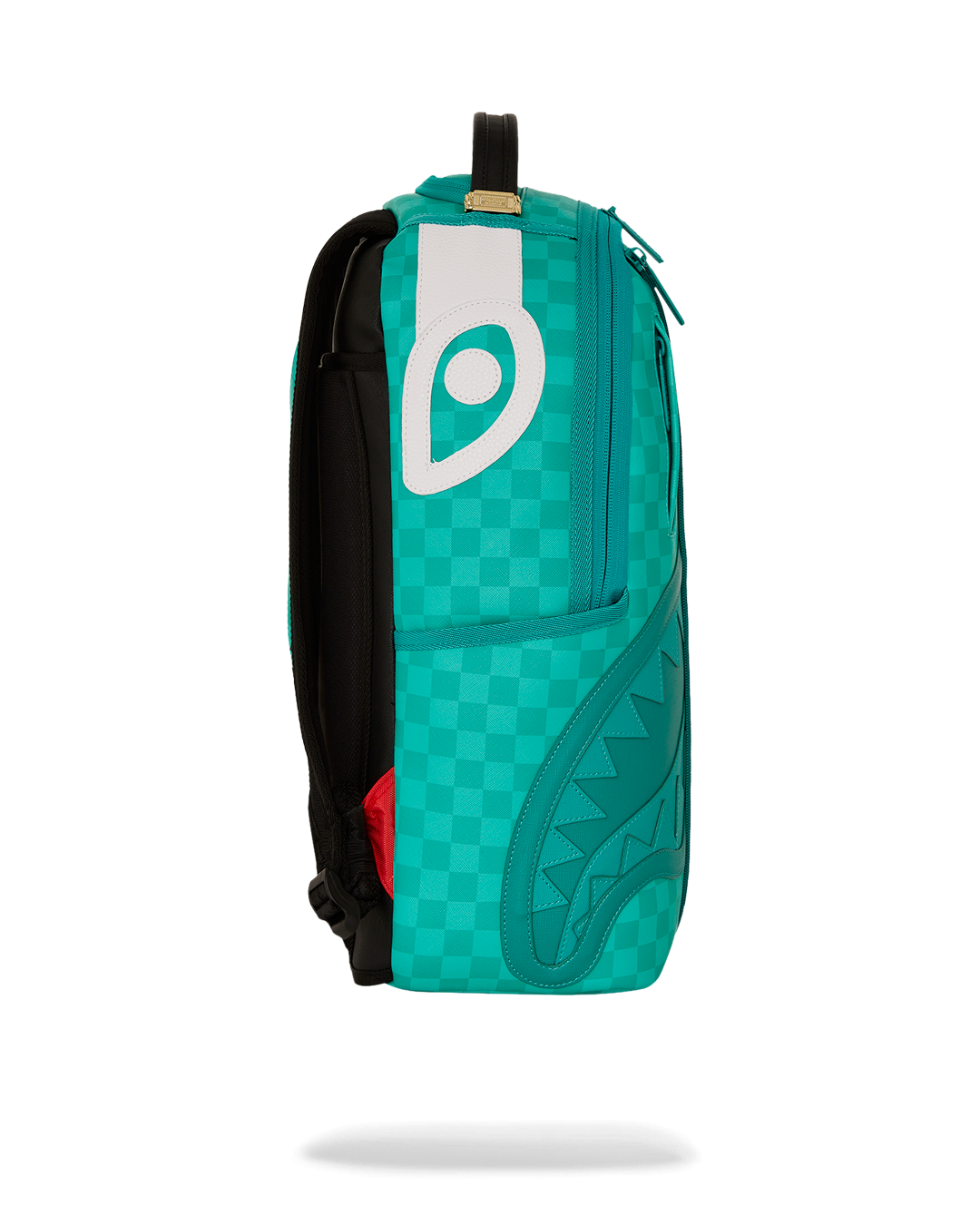 Ergonomic mesh back padding of the Sharkmouth backpack, designed for comfort during long wear.