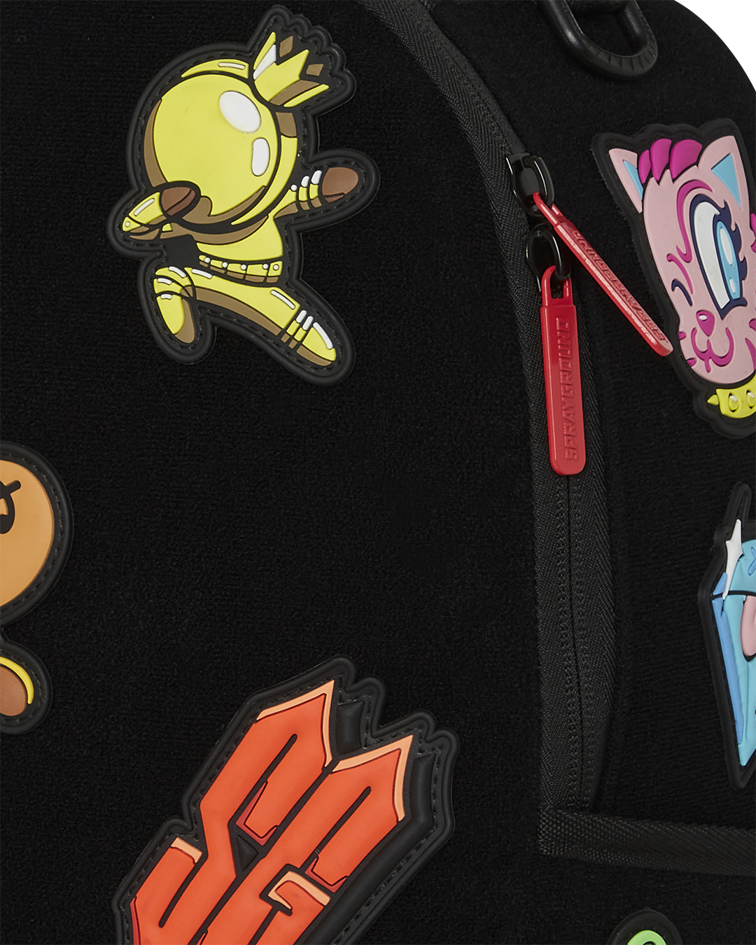 Kids using a velcro backpack with patches for school