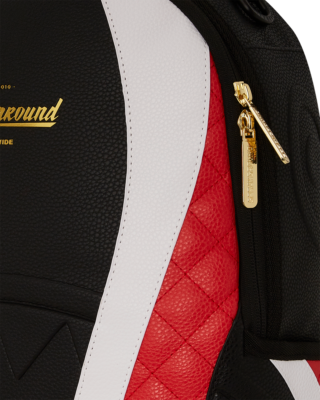 Front view of the Legacy Racer Faux Leather Backpack showcasing its sleek design.
