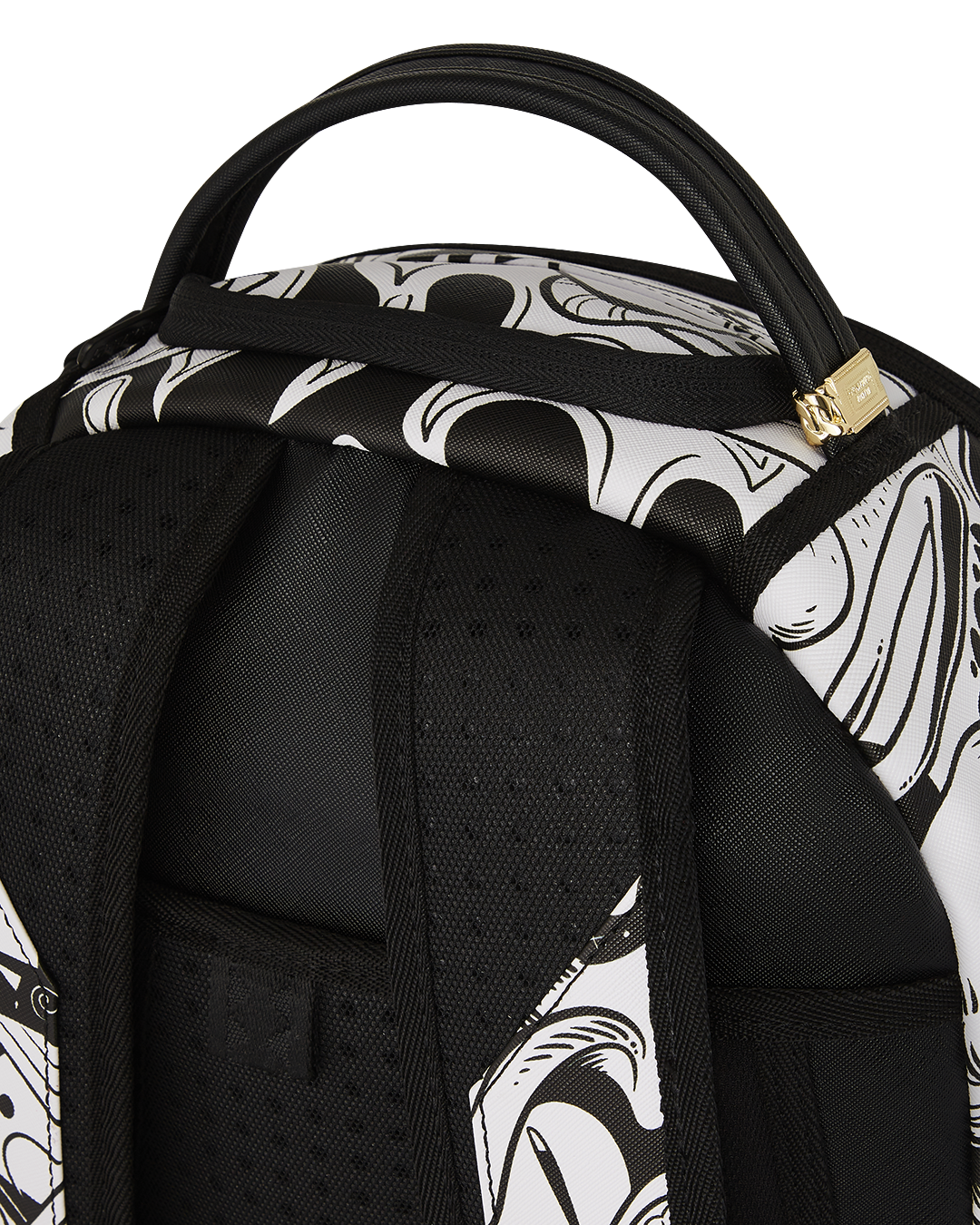 Interior view of the Doodle King backpack showcasing the laptop compartment and organizer.