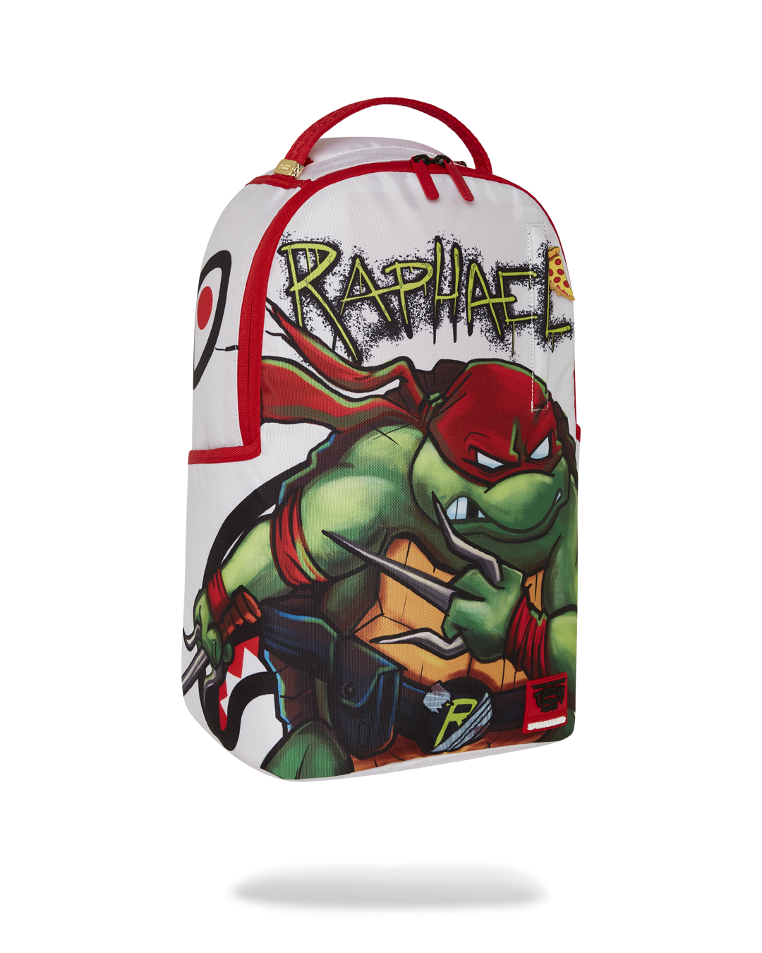 Front angle with Teenage Mutant Ninja Turtles-inspired pizza zipper pull