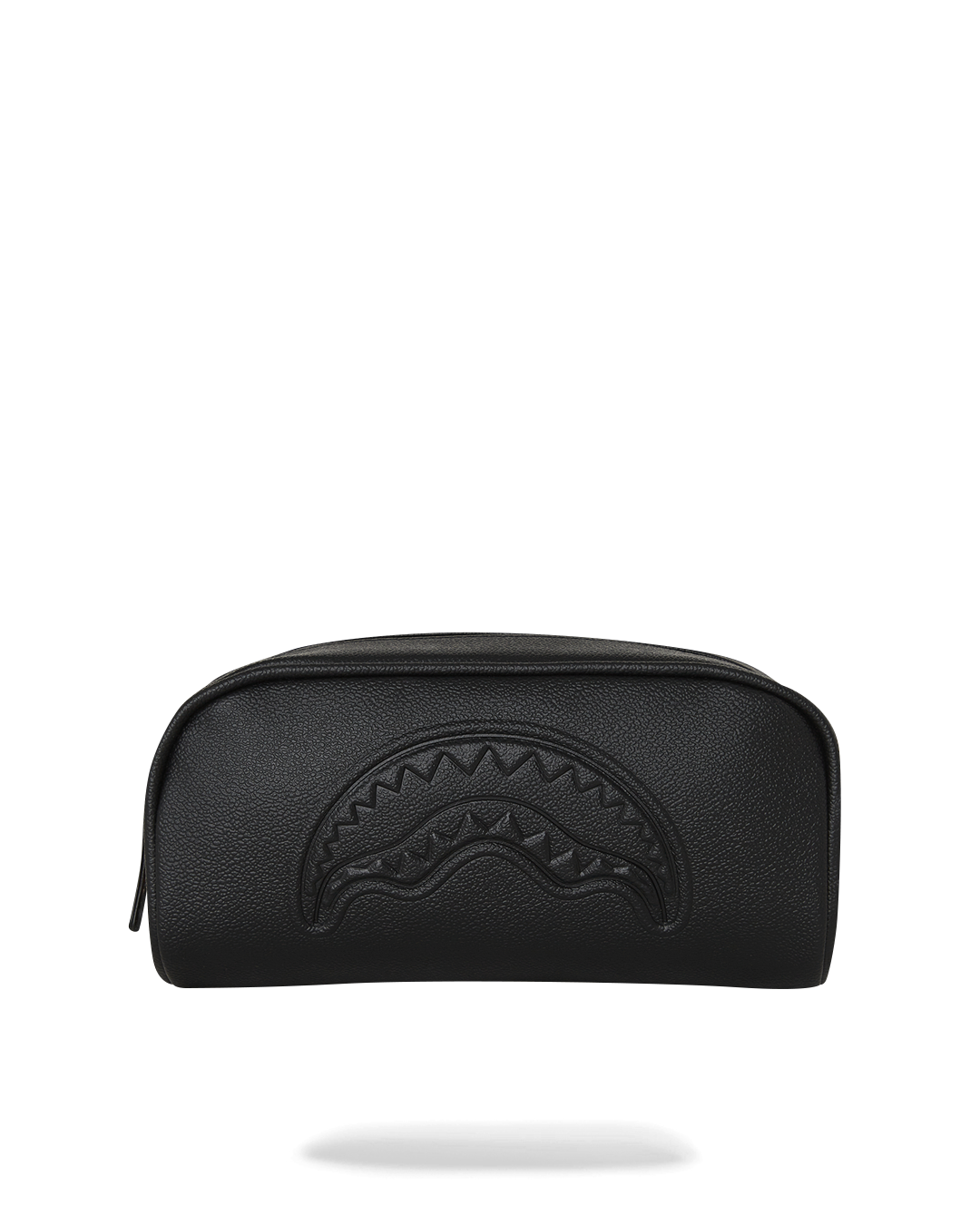Stylish small pencil case with faux leather accents and printed zipper tape