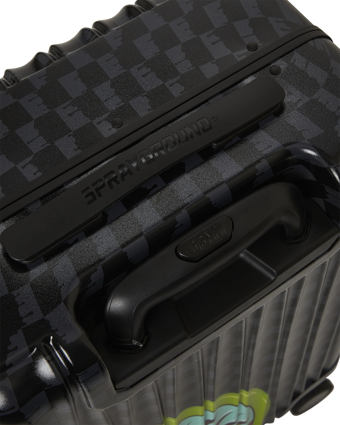 Interior view of the hard shell luggage with organized compartments.