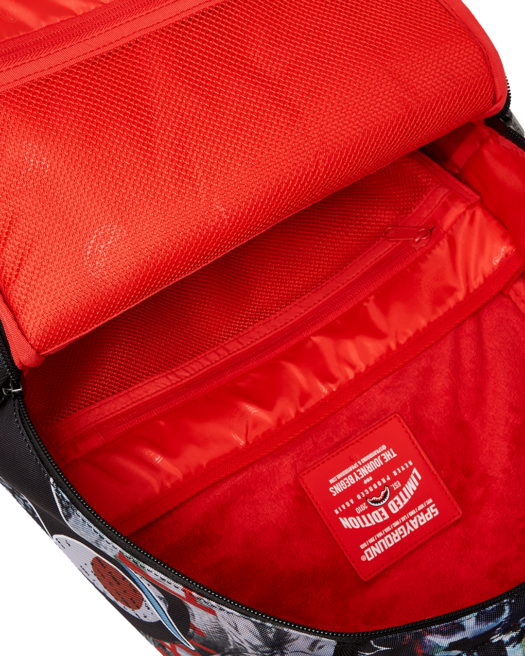 Close-up of laptop compartment and interior pockets in backpack