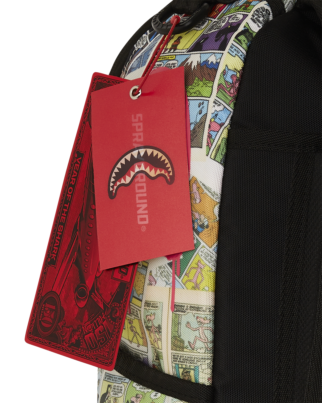 Pink Panther Gallery DLXR backpack with unique sharkmouth design and gold zippers