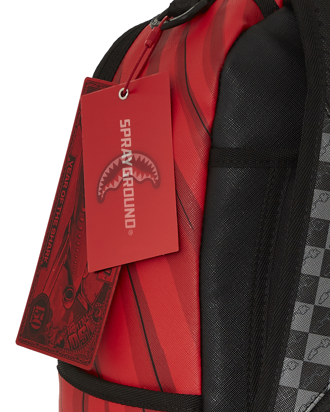 Front view of the Bugs Bunny faux leather mini backpack with zipper pockets.
