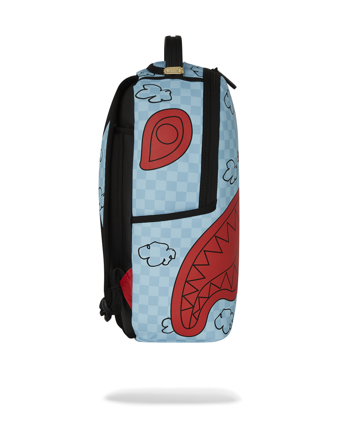 Sprayground faux leather backpack with gold zippers and metal Sprayground Authentic badge