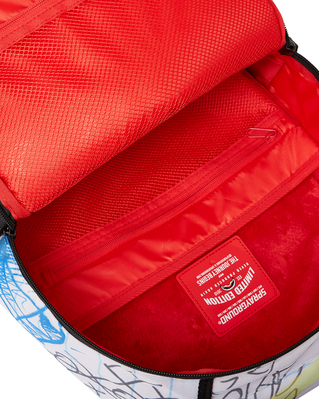 Exterior view of the lululemon travel backpack with front zipper pocket and side pockets