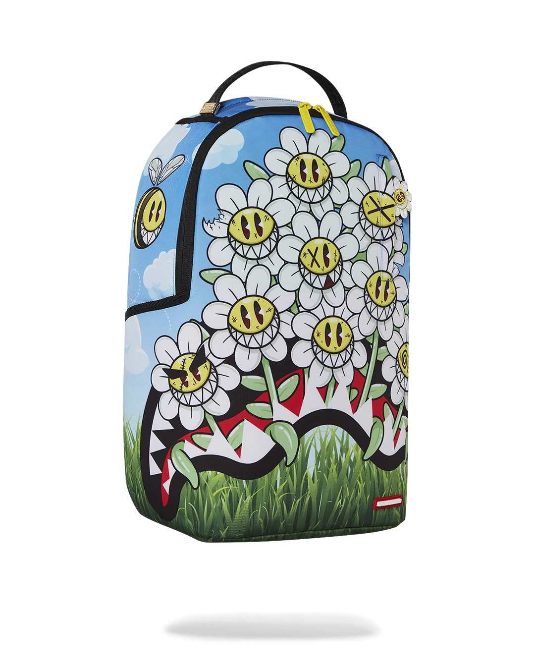 Sprayground Crazy Daisy Backpack with side pockets and zippered stash pocket