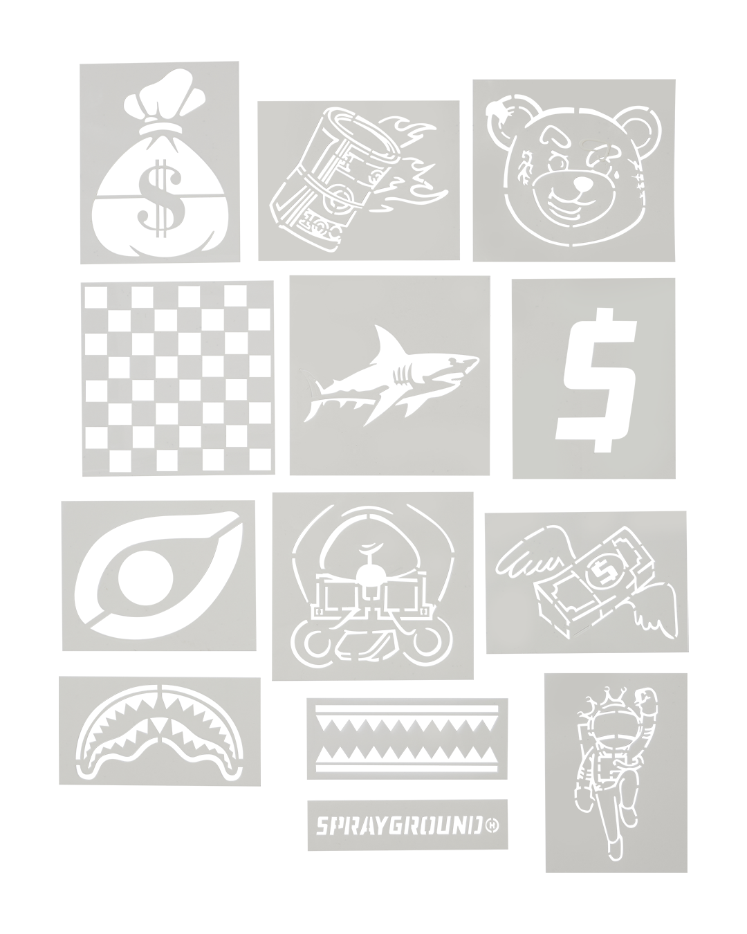 Close-up of reusable stencils included with personalized backpack