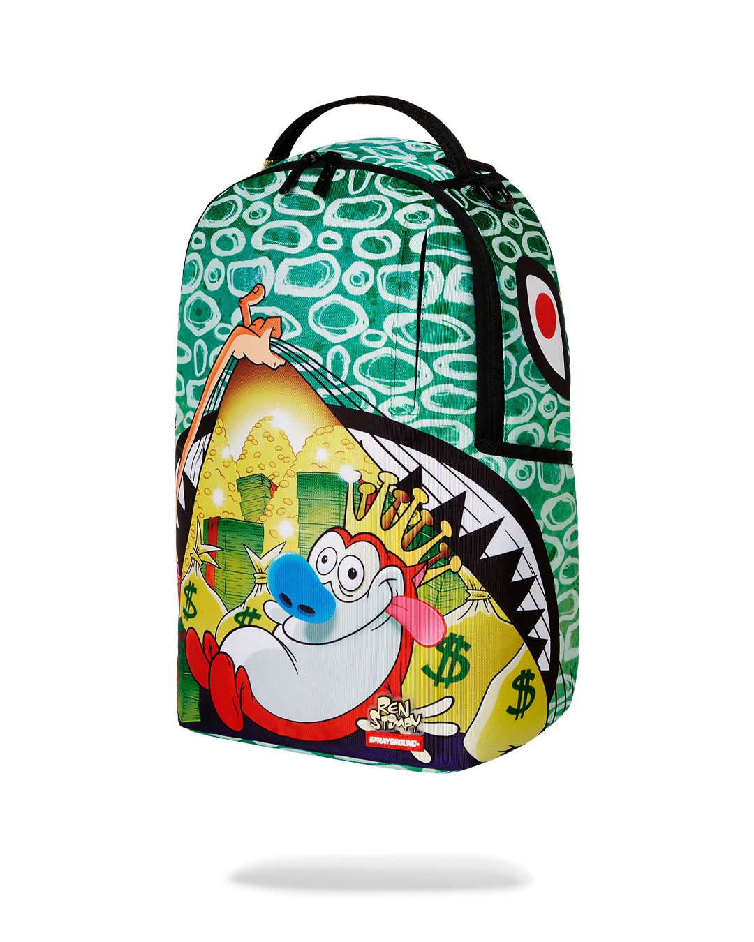 Side profile showing ergonomic padding and hidden stash pockets on luxury backpack
