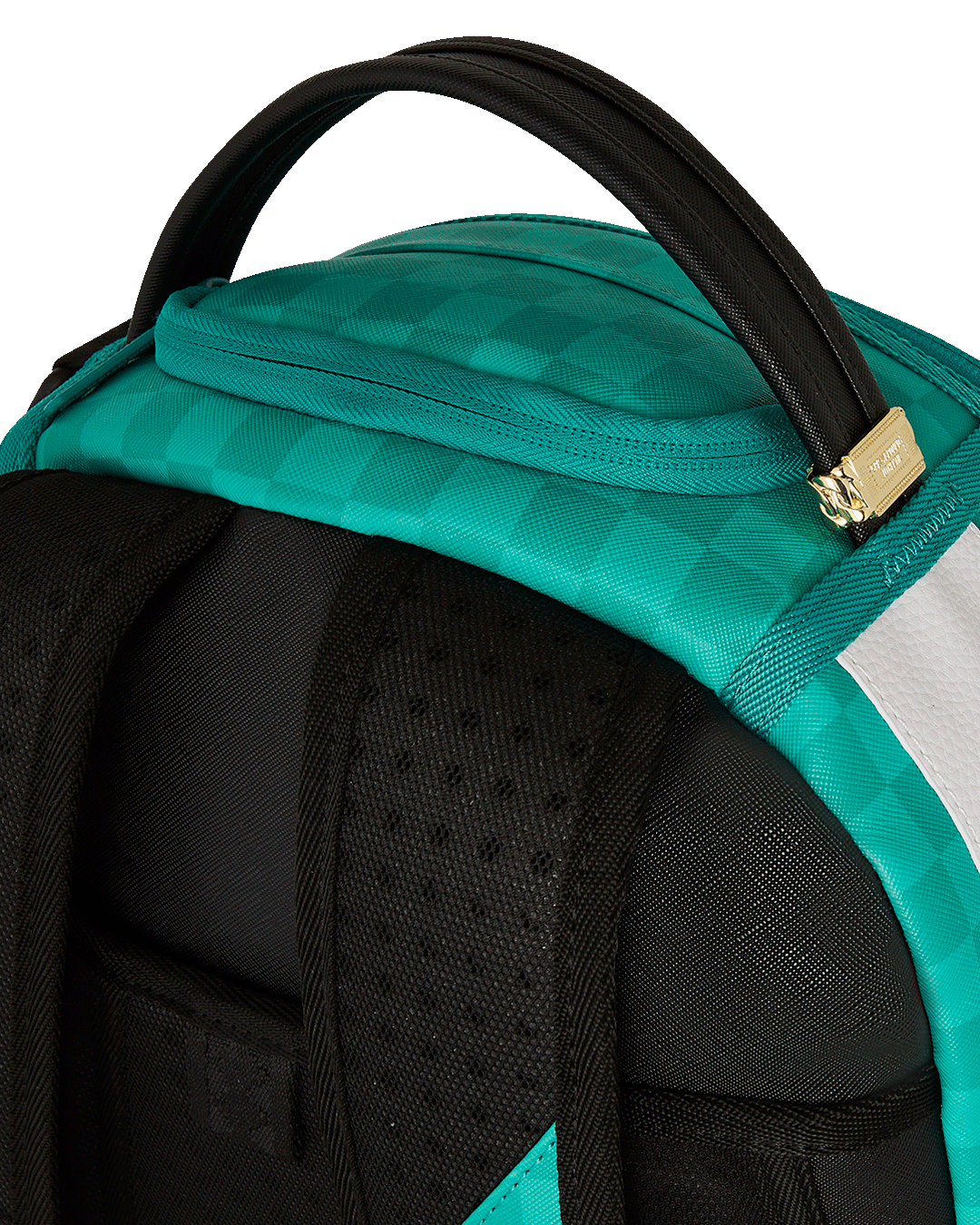 Sharkmouth jumpsuit backpack showcasing front and side pockets, perfect for travel.