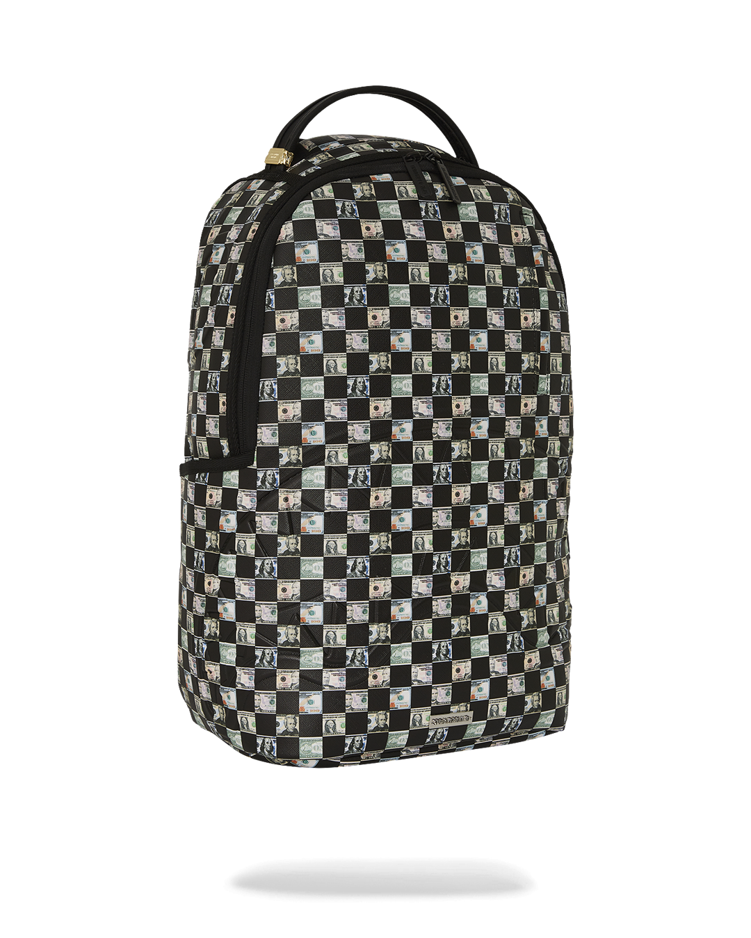 Close-up of the backpacks interior, highlighting the separate velour laptop compartment and mesh organizer pocket.