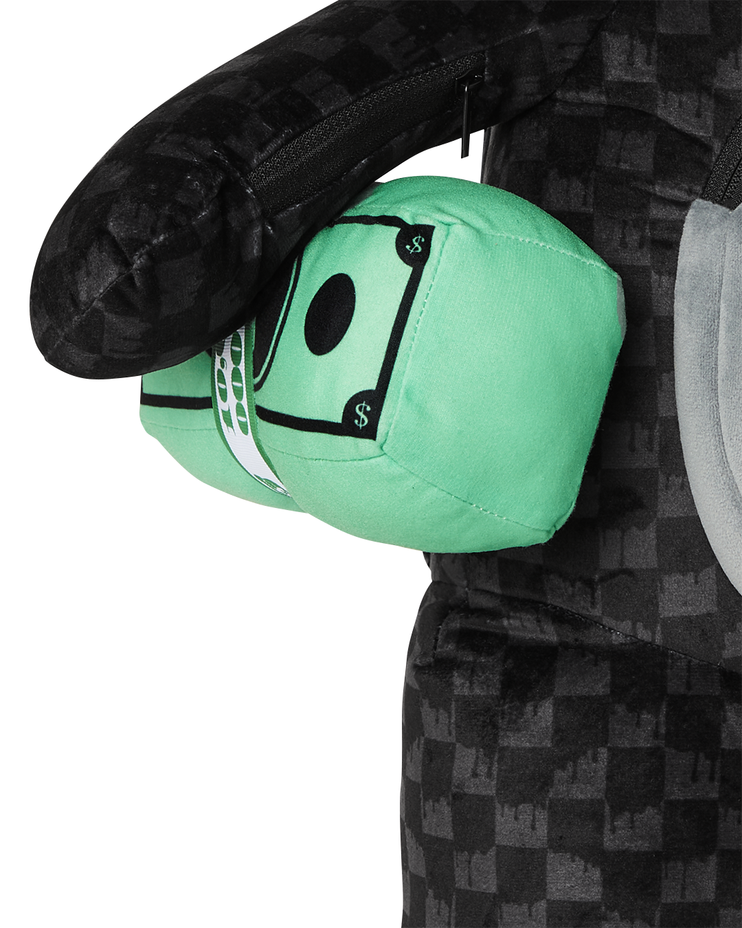 Back view showing the large zippered pocket and adjustable straps