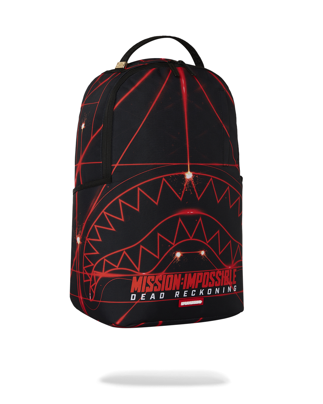 Back view of the Laser Shark Backpack, demonstrating its slide-through back sleeve for connecting to carry-on luggage.