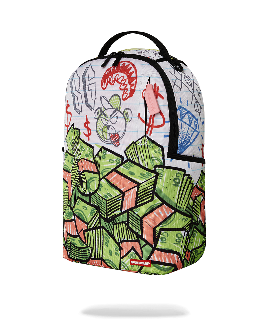 Exterior view of the lululemon travel backpack with front zipper pocket and side pockets
