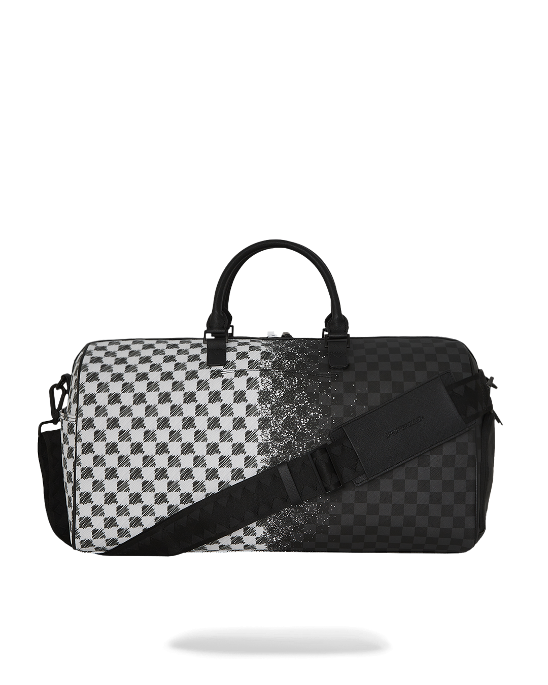 Top view of sports bag showing multi cargo pockets and metal hardware