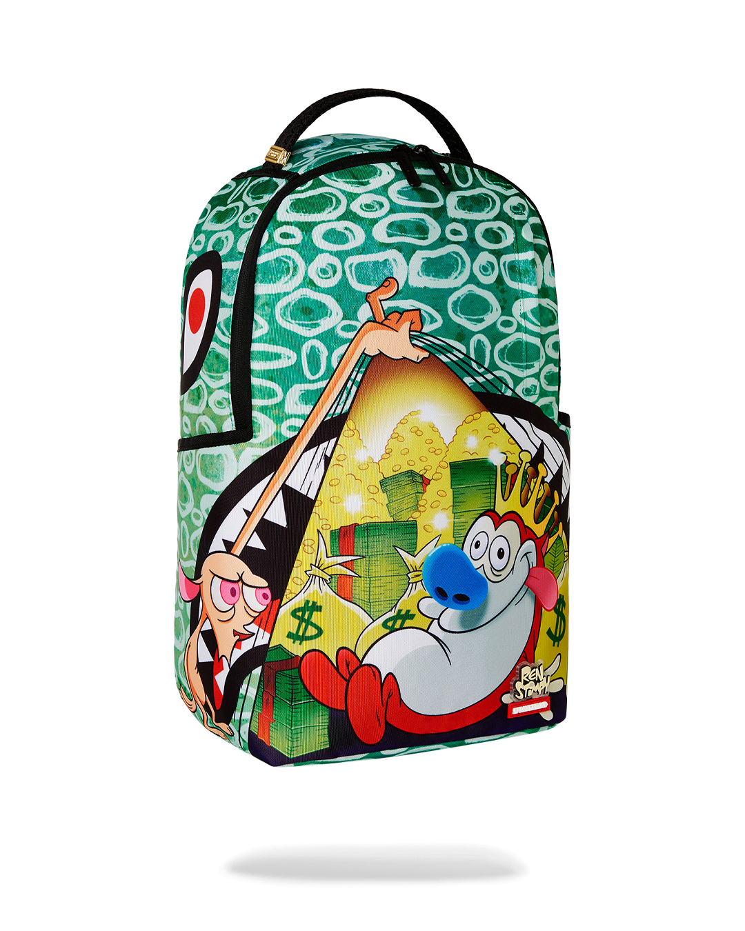 Side profile showing ergonomic padding and hidden stash pockets on luxury backpack