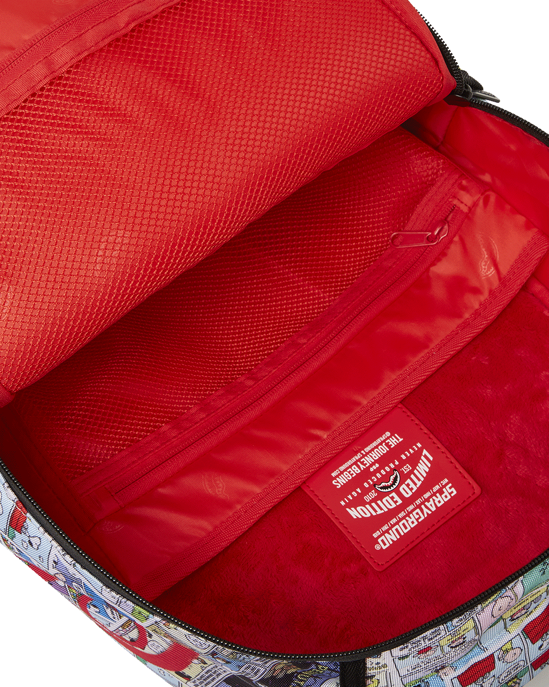 Interior view of the laptop compartment and organizational mesh pockets