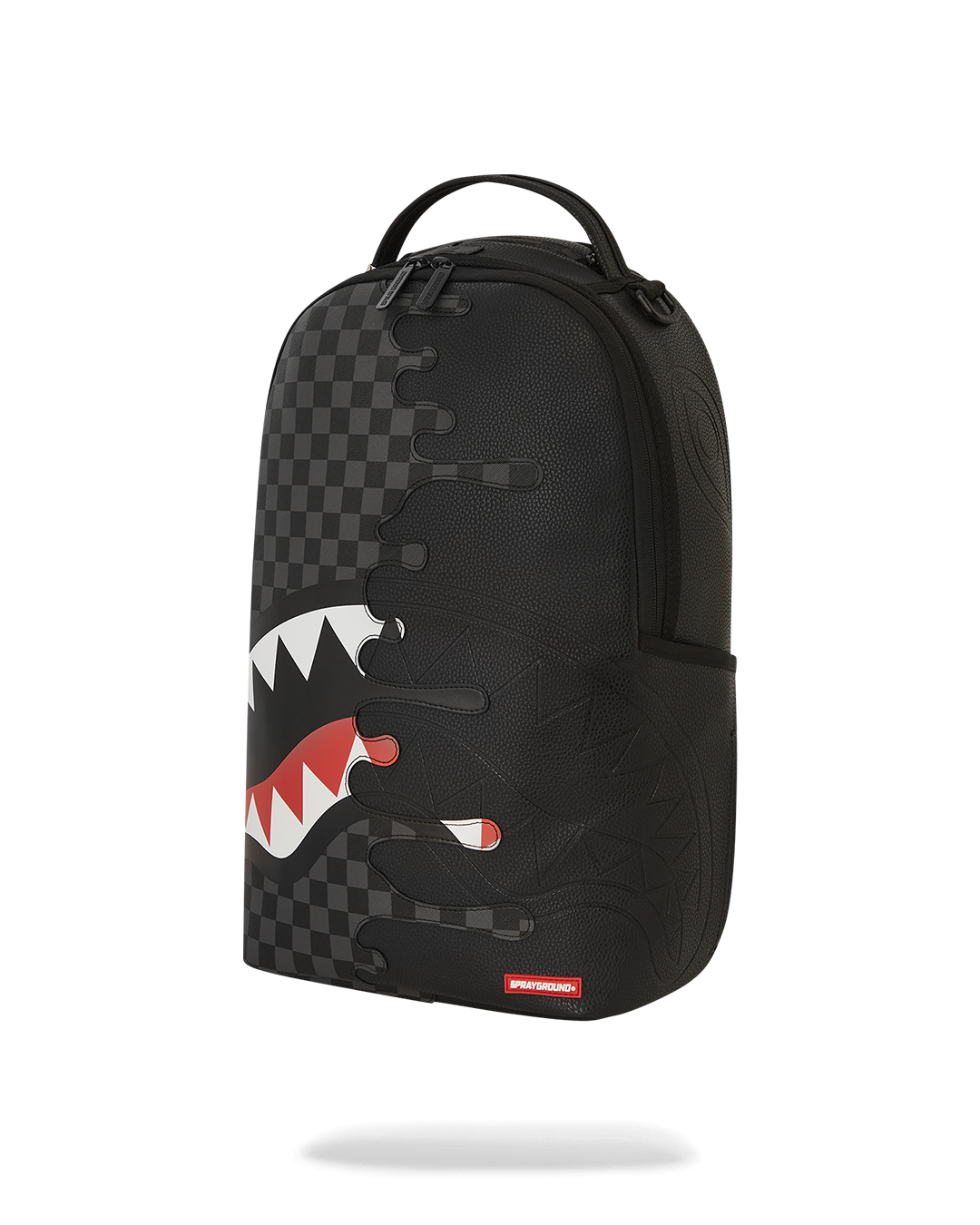 Stylish woman wearing the Speed Shark travel backpack in an urban setting