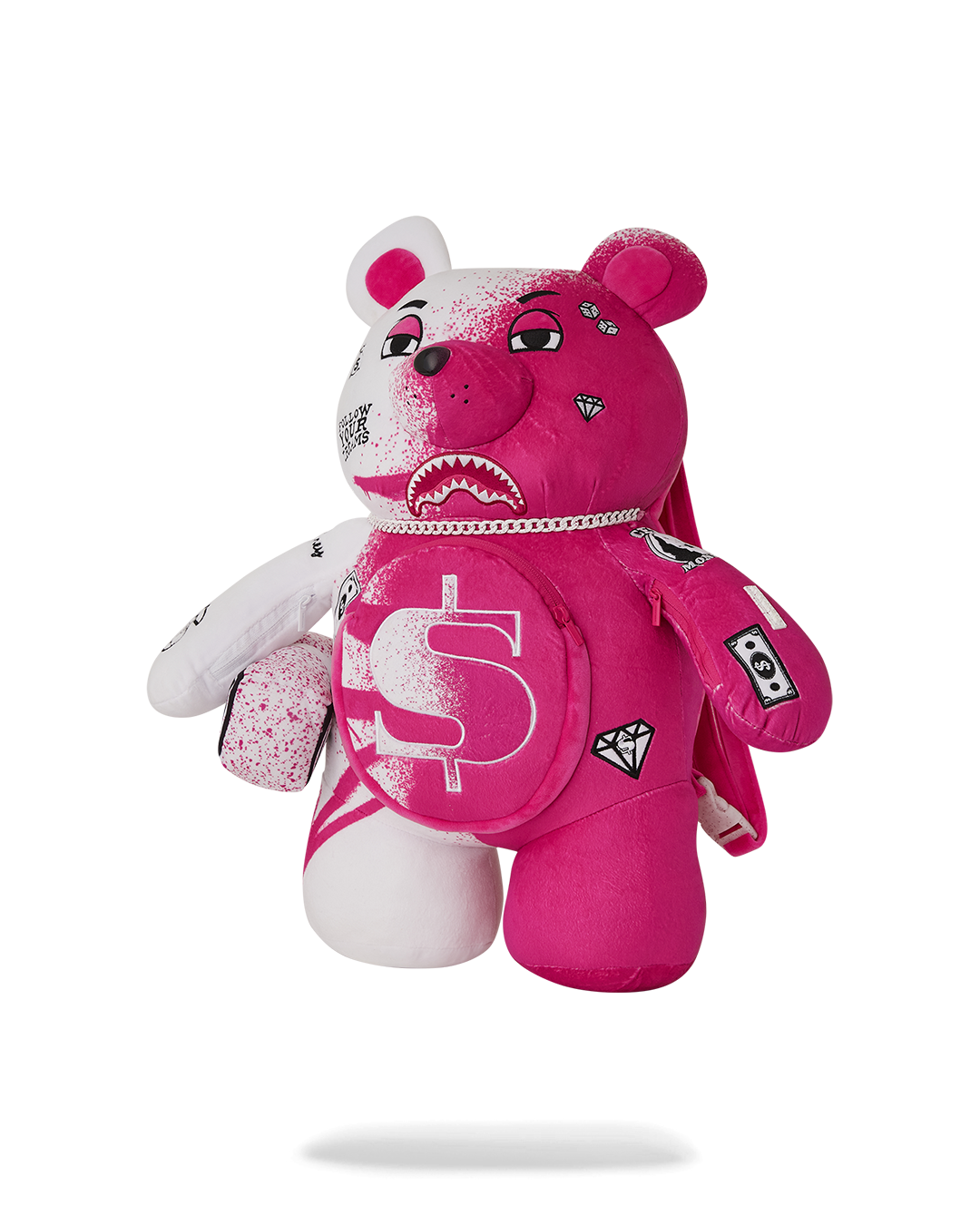 Design Storm Backpack with teddy bear design being used for daily commute