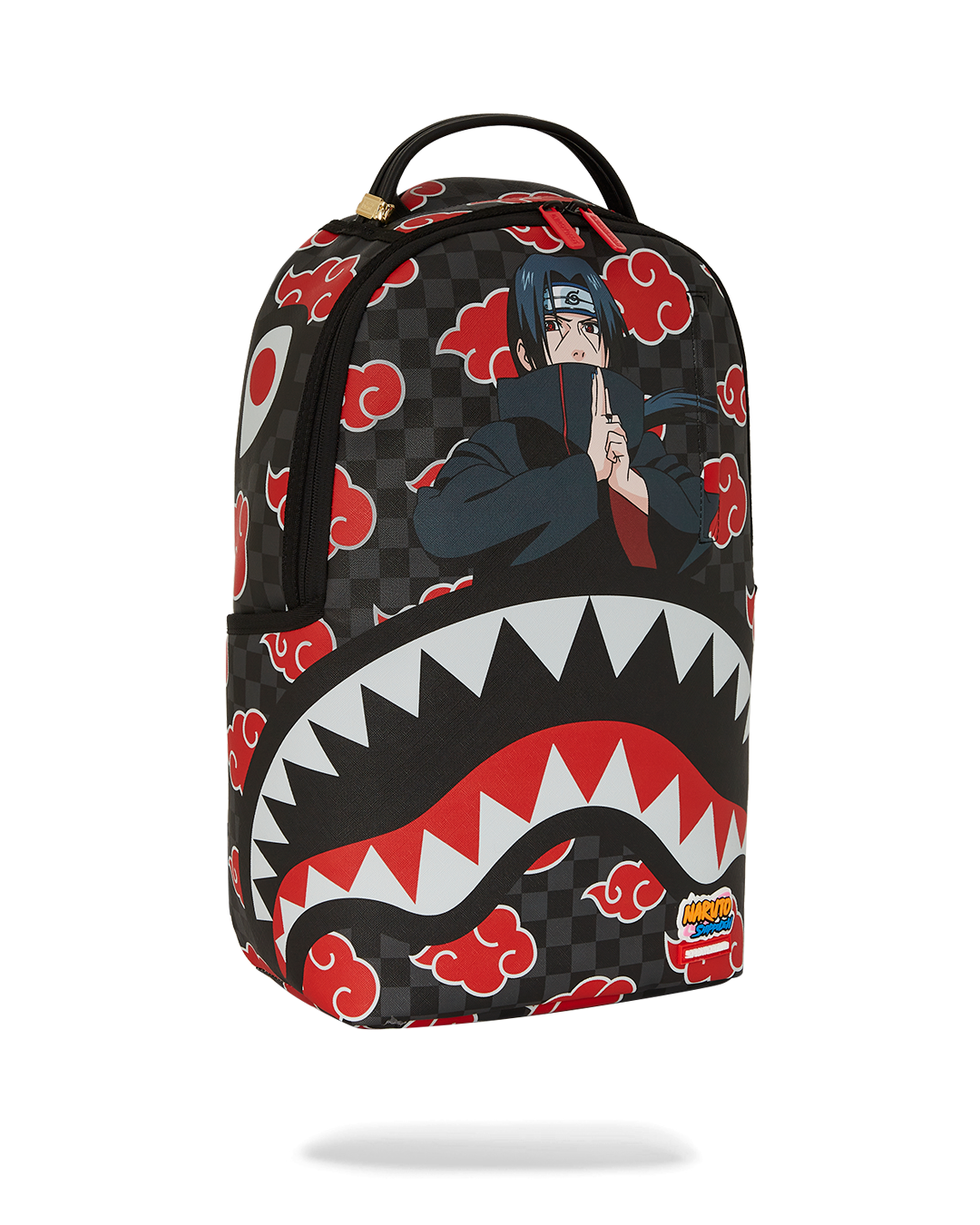 Side angle of the plush animal backpack showing adjustable straps