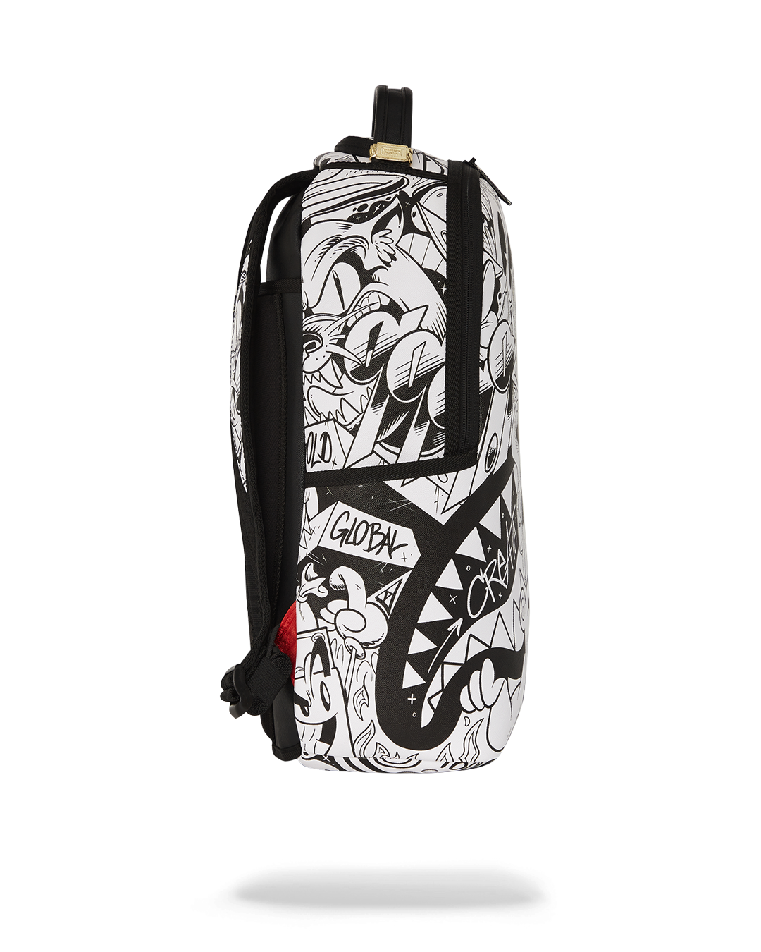 Interior view of the Doodle King backpack showcasing the laptop compartment and organizer.