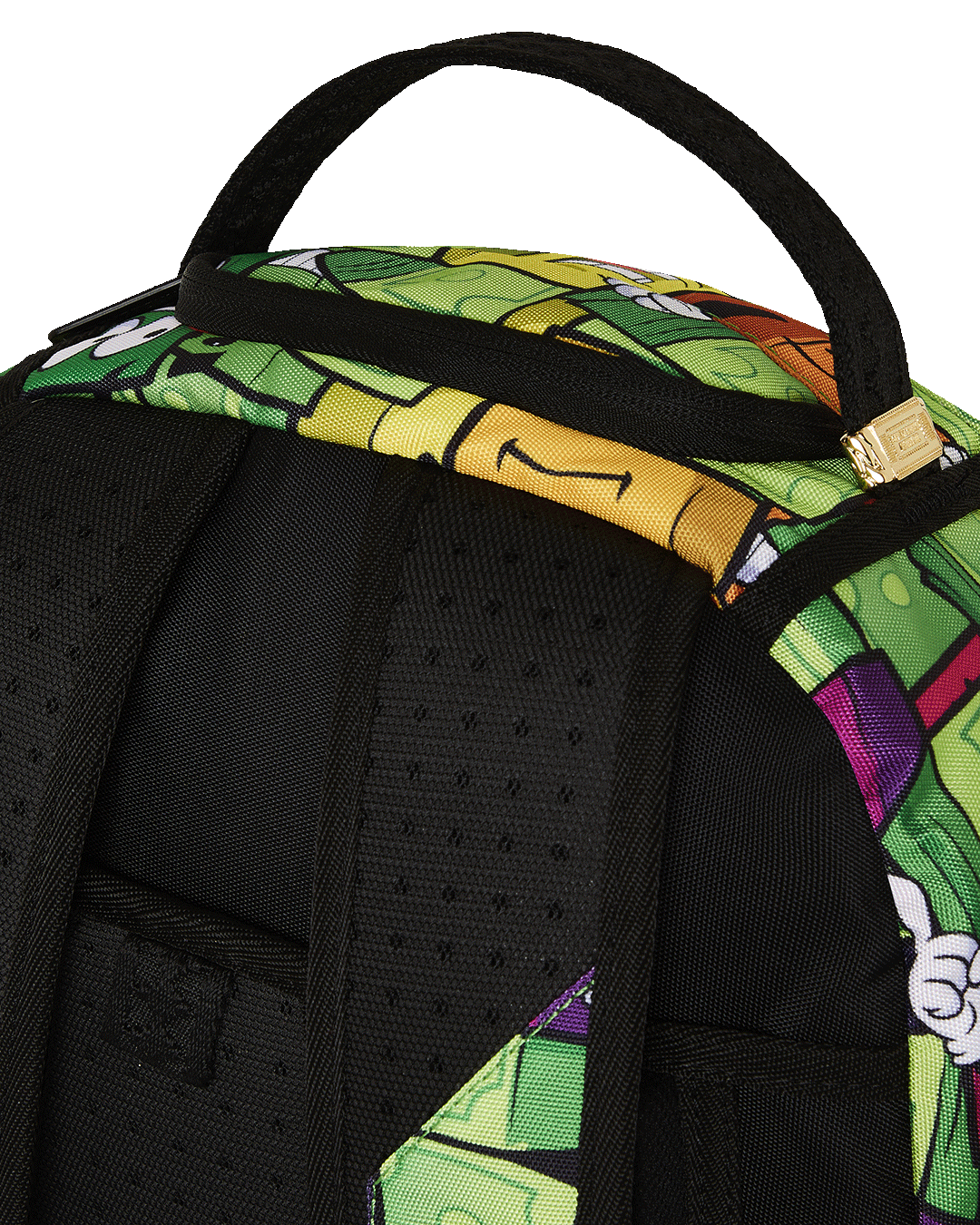 Side angle showing adjustable straps and ergonomic mesh back padding