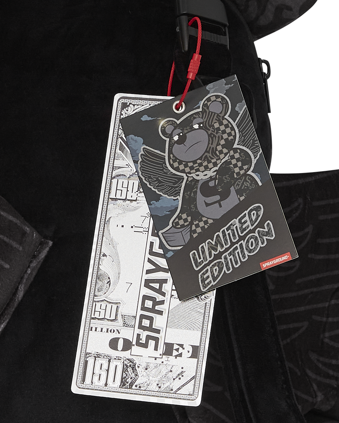 Back panel of limited edition teddy bear backpack highlighting spacious storage.