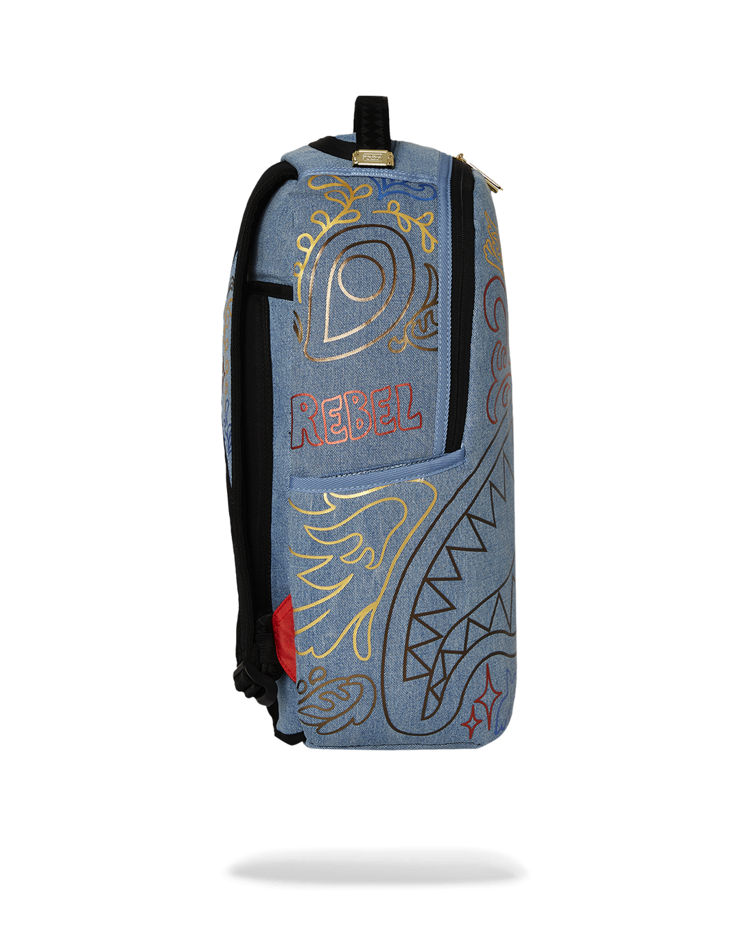 Back angle featuring ergonomic mesh padding and slide-through luggage sleeve